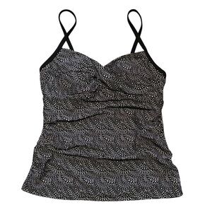Merona ~ Women’s Black & White Patterned Tankini Swim Suit Top Size Small